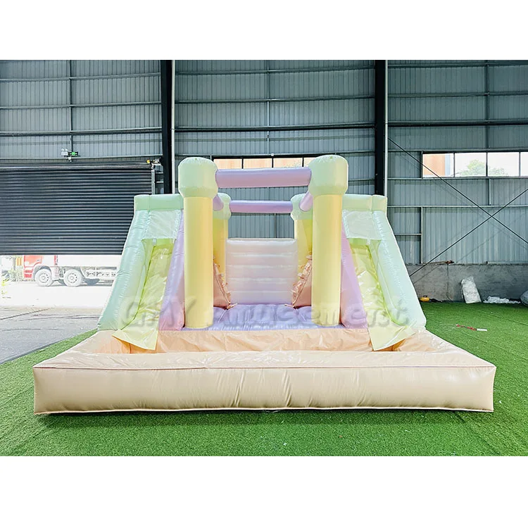 Commercial Grade White Bounce House Castles Water Slide Bounce House With Double Slide