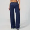 Dark blue with white polka dotswide-leg pants