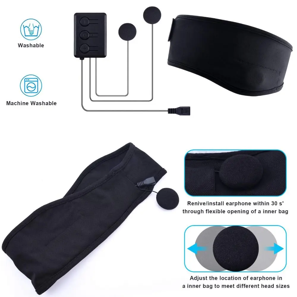 Sleep Headphones Bluetooth Headband Sleep Mask Headphone Sleep Bands ...