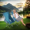 Blue high-back moon chair