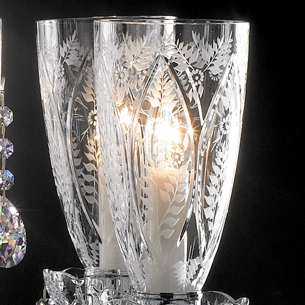 VH Contemporary Crystal Chandeliers Delicately Carved Cut with Glass Covers for Interior Villa Hotel Pendant Lights