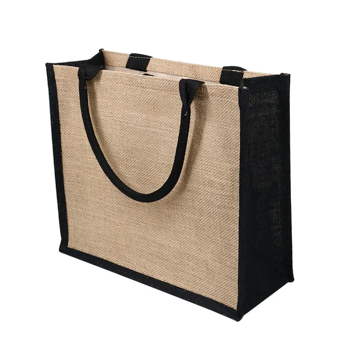 Custom Printed Burlap Handbag Eco Reusable Shopping Jute Tote Bag
