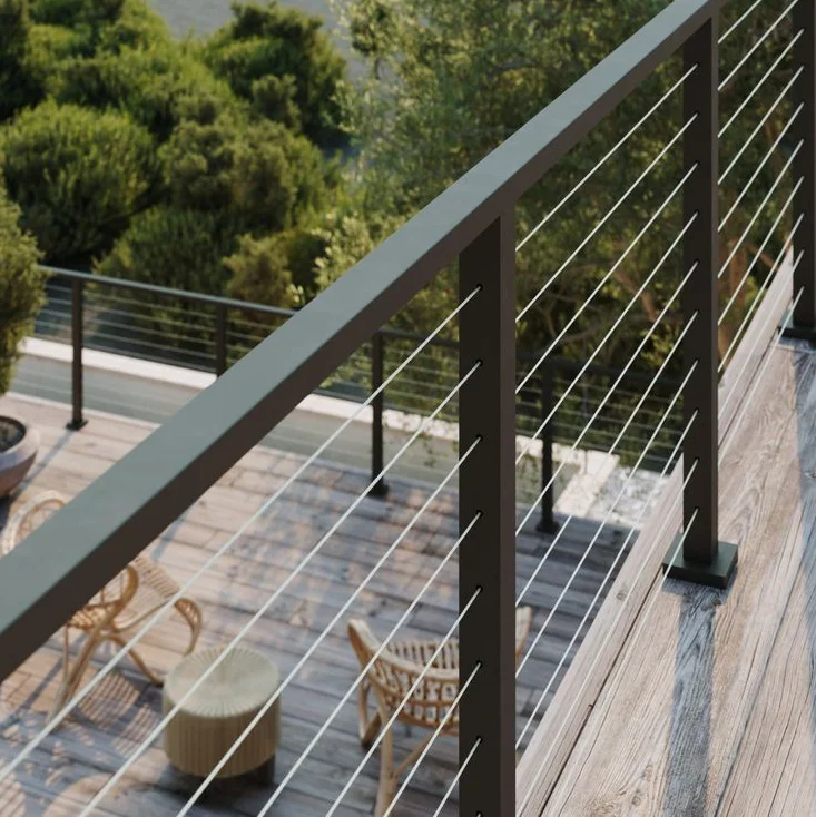 Custom Steel Balustrade Wire Rope Handrail Cable Railing for Deck Balcony Staircase