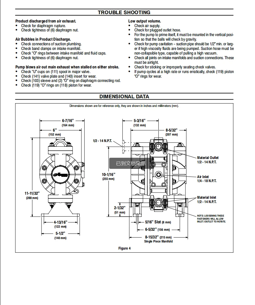 ARO Pneumatic Diaphragm Pump 666053-0D2 0.5 inch with PTFE diaphragm and Nitrile ball and  Polypropylene Shell details