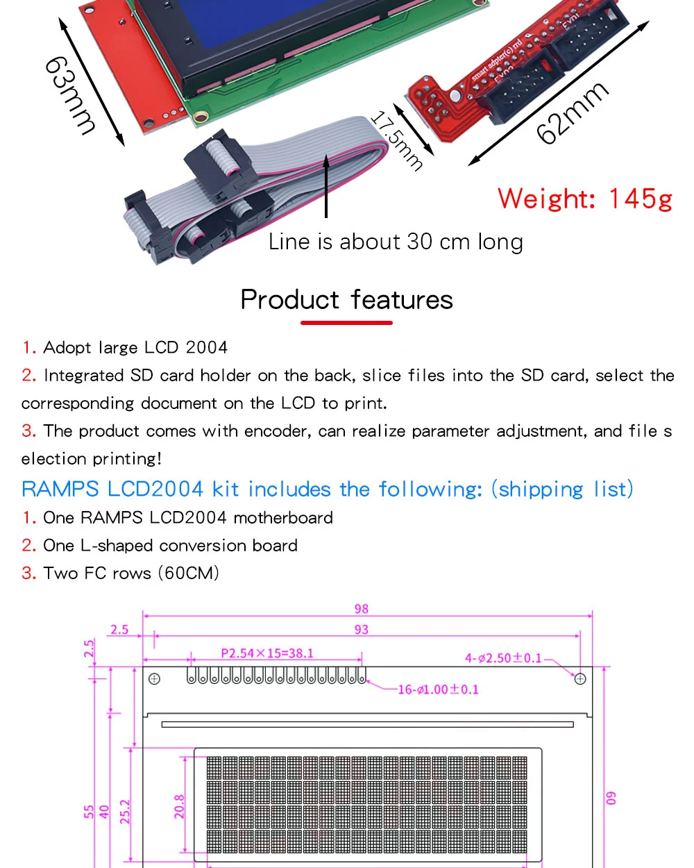 Contrôleur RAMPS 1.4 Pour Imprimante 3D - Compatible Arduino Reprap Prusa Mendel - Shield Électronique