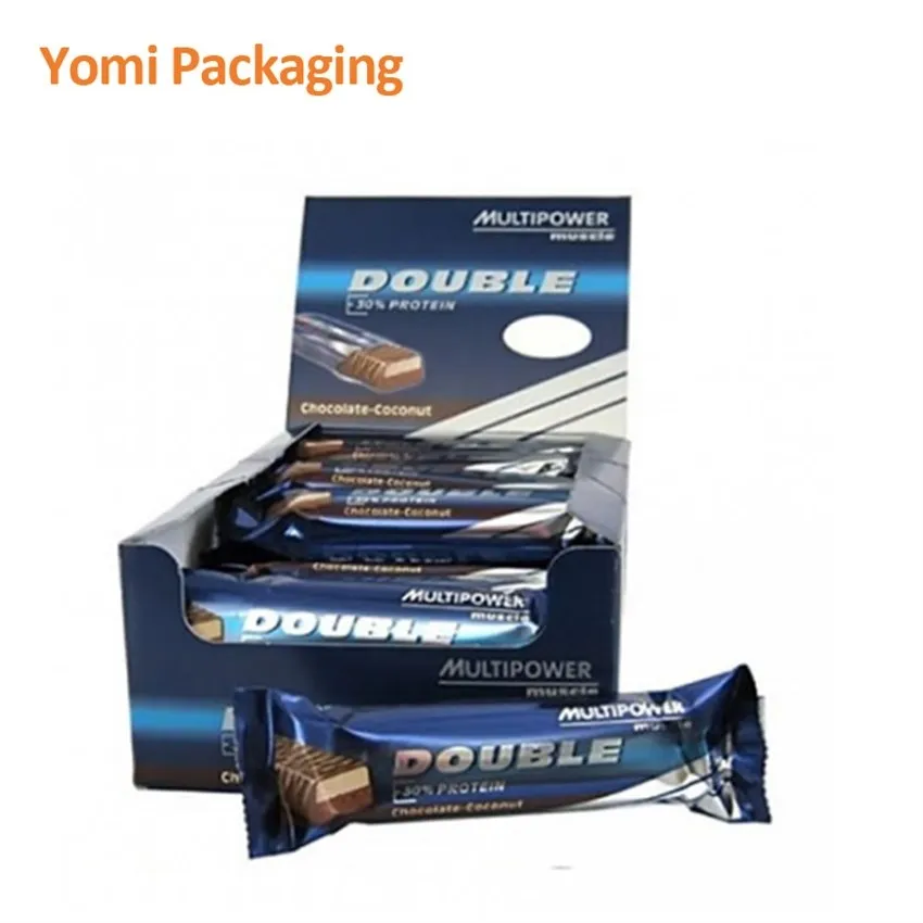 Custom Paper Cardboard Counter Display Boxes for Protein Energy Chocolate Bar Box Nut Chocolate Packaging Box