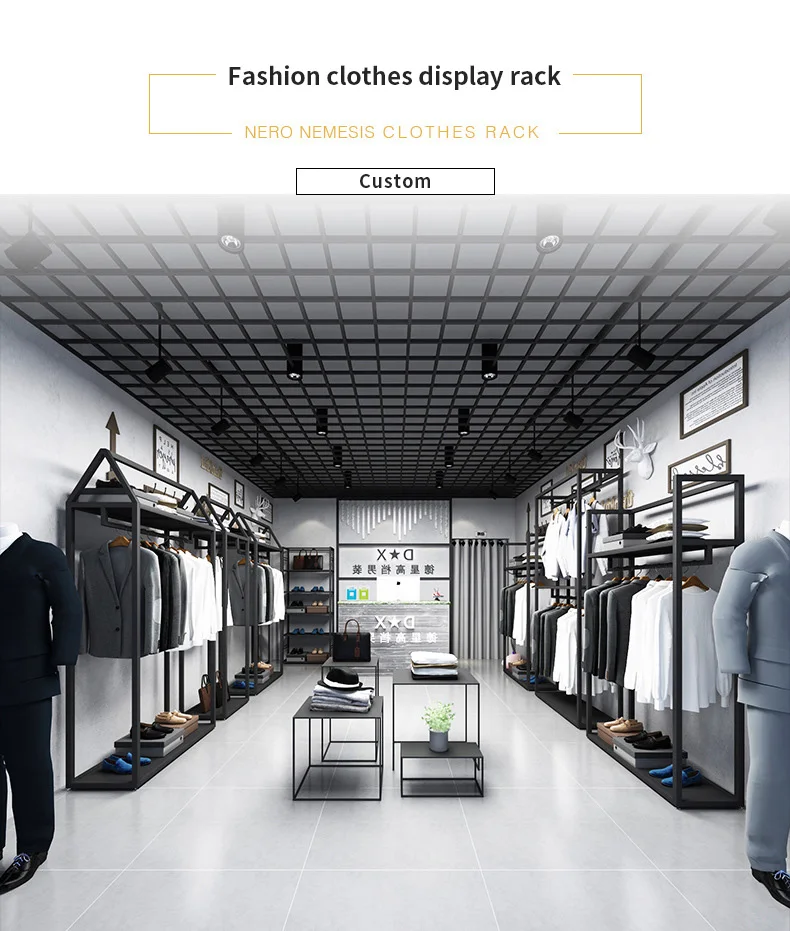 Fashion Retail Boutique Shop Furniture Men Clothes Store Display Rack