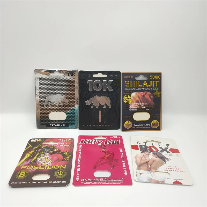 Customized Printing Male Enhancement Pills Package Stiff Rox Container Bullet for Enhancement Capsule Packaging Cards