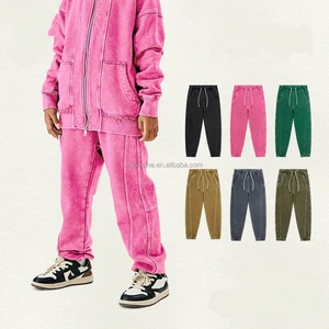Customizable Kids Apparel 350g Pants Eco Friendly Dyeing Soft Fabric Distressed Spliced Joggers Boys Girls