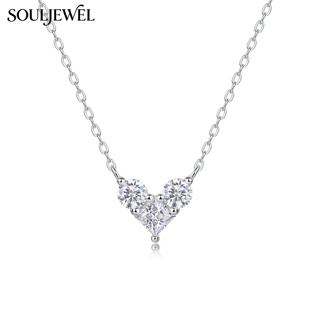 925 Silver Heart Moissanite Pendant Necklace