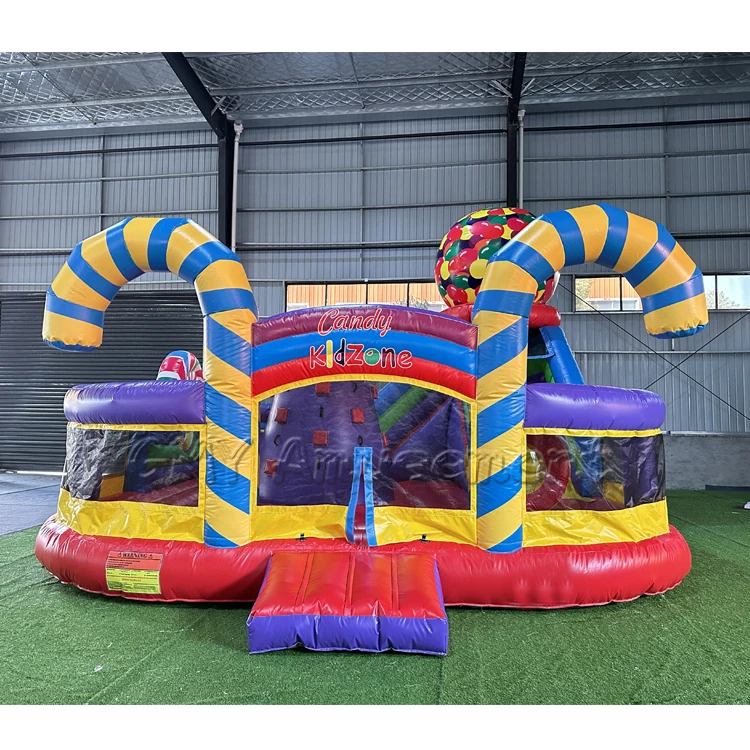 Candy theme bouncy house combo jumping castle commercial inflatable bouncer