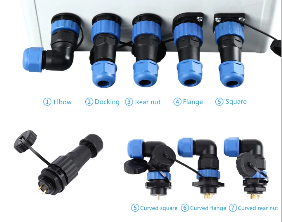 IP68 Waterproof 2Pin Male Plug Female Square Flange Socket Weipu SP20 SD20 Power Circular Industrial Electrical Cable Connector