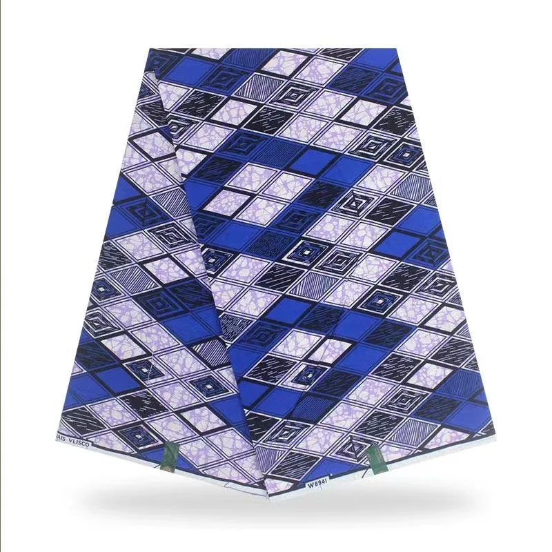 
Оптовая продажа, Африканский Kitenge/Leso/Khanga восковые принты, стиль печати воском, 100% хлопок, синяя ткань 