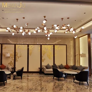 Luxury Large Leaf Chandelier Contemporary Hotel Villa Lighting Statement Pendant Light Custom Design Solution for Decor Projects
