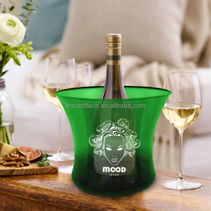 Lincond Promotional Champagne Beer Bar Acrylic Plastic Led Ice Bucket Suitable For 1 Or 2