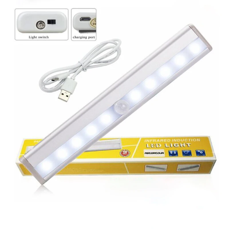 aluminum alloy Motion Sensor led closet light Rechargecable USB Night Light wardrobe light