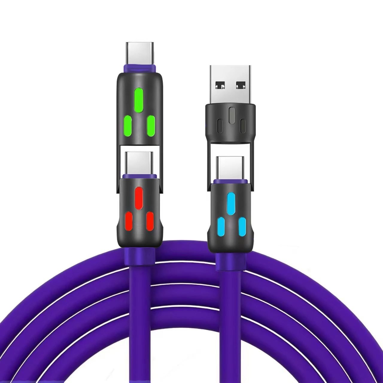 2024 PD 100W Mobile Phone Data Cable Multi Charging Cable 4 In 1 Usb Cable