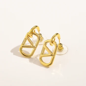 Luxury designer earrings popular brands jewelry 18k gold plated famous brand letter earrings for women 2022