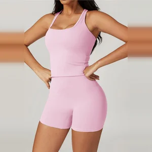 Flex Motion Pink Yoga Shorts Elite Workout Set Power Impact Sports Bra Athletic Training Performance Wear