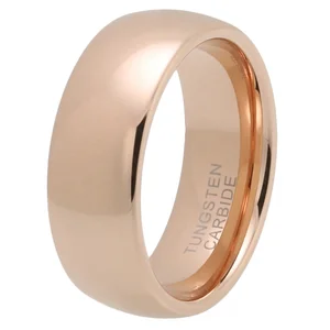 Coolstyle Jewelry Wholesale 8mm Rose Gold Plated Tungsten Carbide Finger Ring for Men Women Fashion Engagement Wedding Band