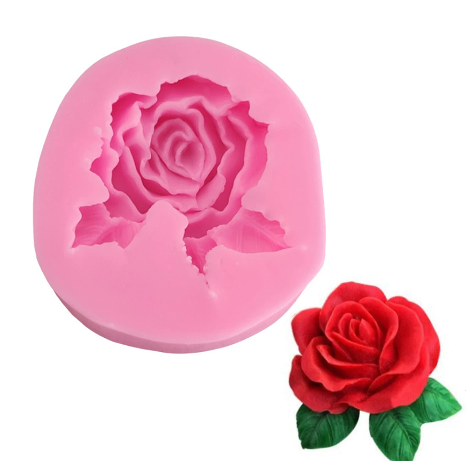 4 Pieces 3D Flower Silicone Soap Mold 3D Rose Flower Fondant Mold Flower  Bloom Rose Shape Silicone Mold Resin Rose Candle Mold for Cake Decoration