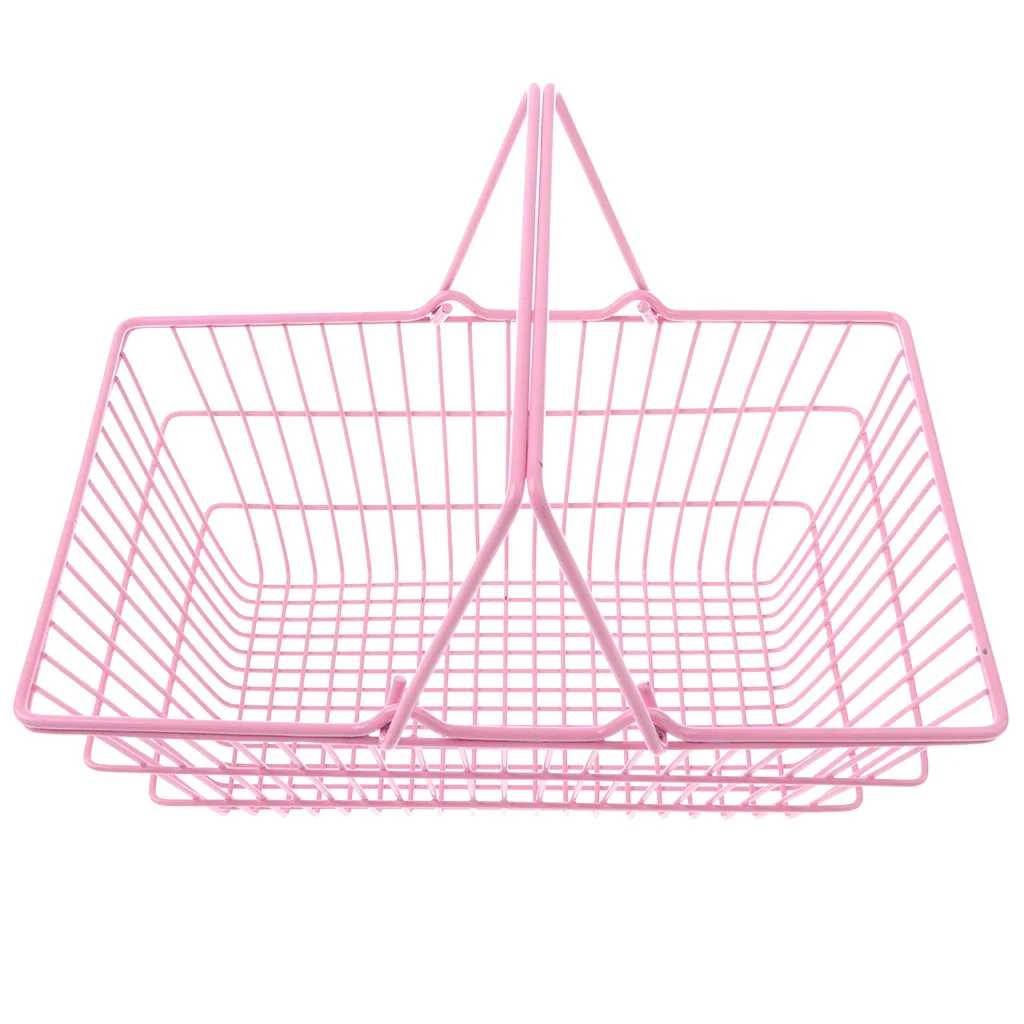 Factory Custom Size Color Stainless Steel Mini Nail Polishes pink Shopping Baskets for Retail Stores