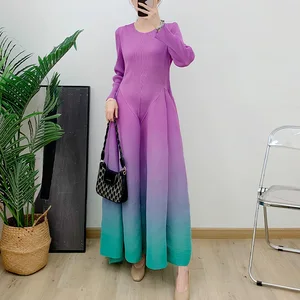 Miyake Pleated Dress Plus Size Women's Elegant Dresses Formal Stretchable Fashion Dress