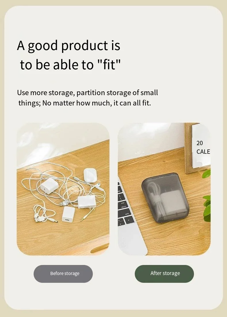 Portable wired headphone data cable storage box charger U disk hair accessories rubber band debris dust small box factory