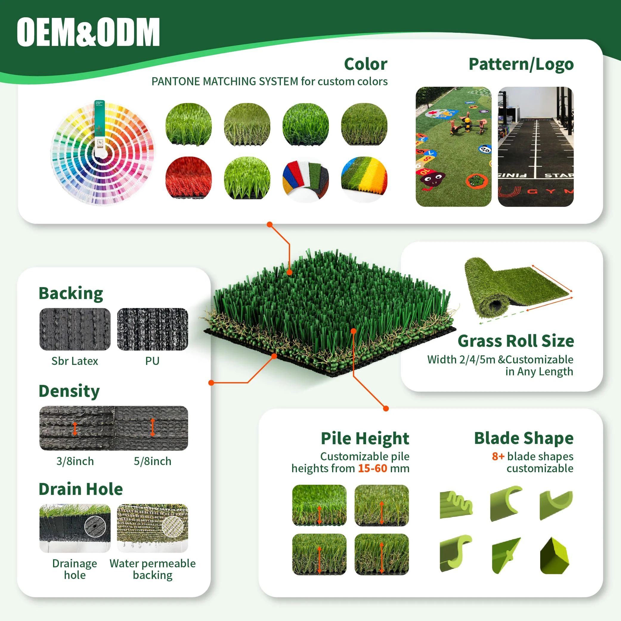 JS Customized Garden Lawn Carpet Synthetic Grass Green Color Grass Artificial Turf for Landscape Decor