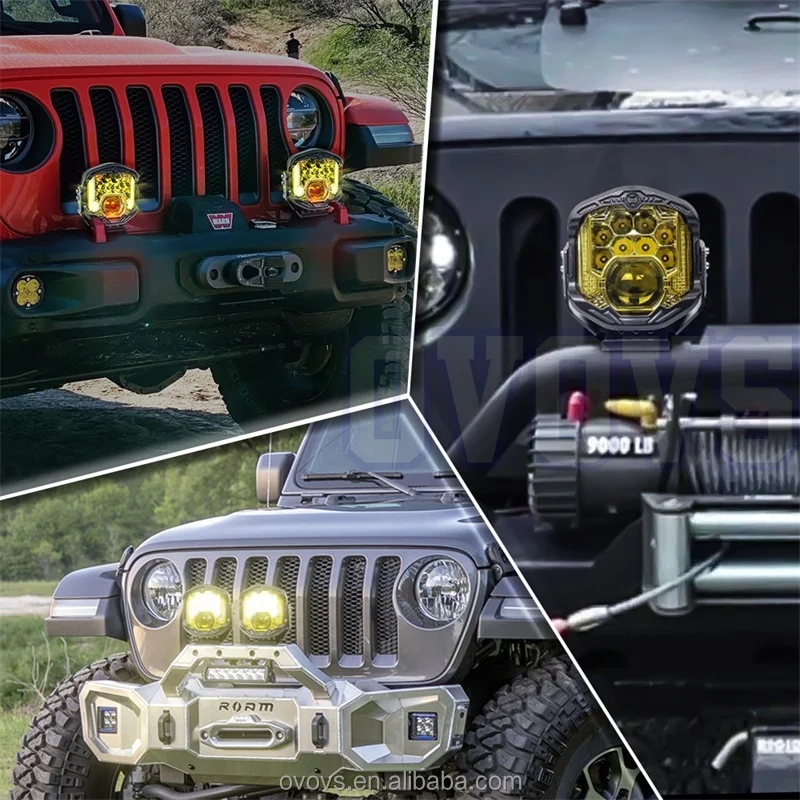 Ovovs 95w Led Off Road Light With Laser Light 10800lm Yellow Lens 7