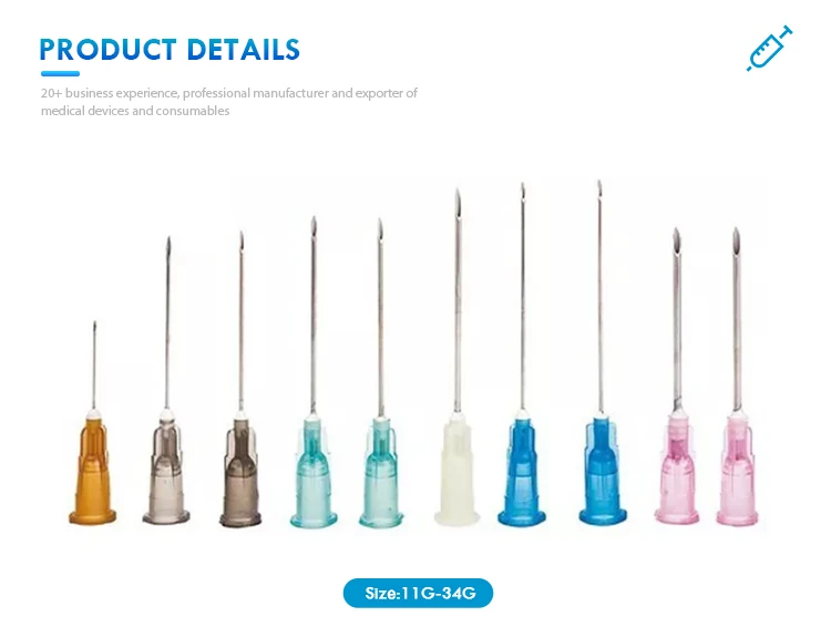 0.63*38mm Sizes Hypodermic Needle Tube 23g 304 Stainless Steel Cannula