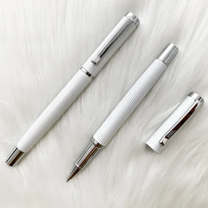 2026 High Quality Luxury White Metal Roller Pen With Custom logo Office Supplies Business Promotion Metal Ballpoint Roller Pens