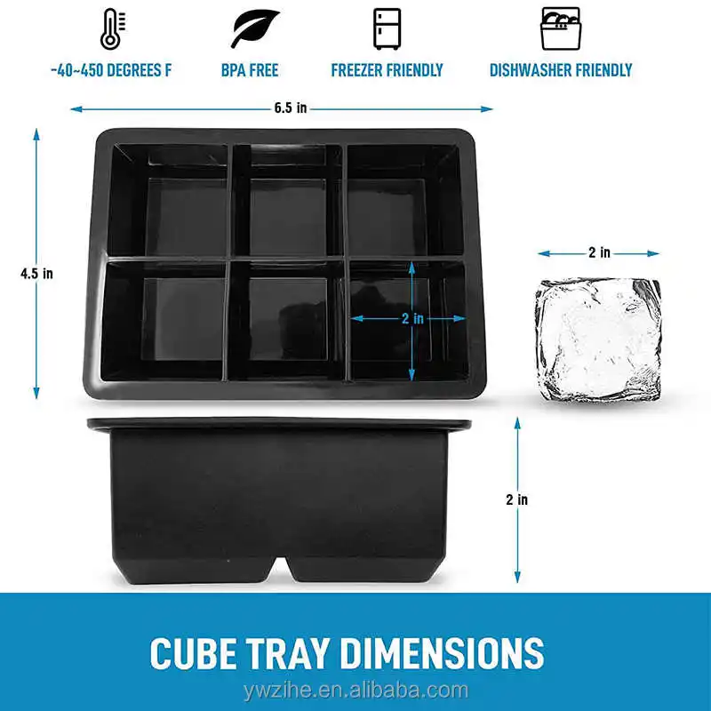 8 Grid Big Square Ice Cube Tray Mold Box Large Food Grade Silicone Bar Pub  NEW