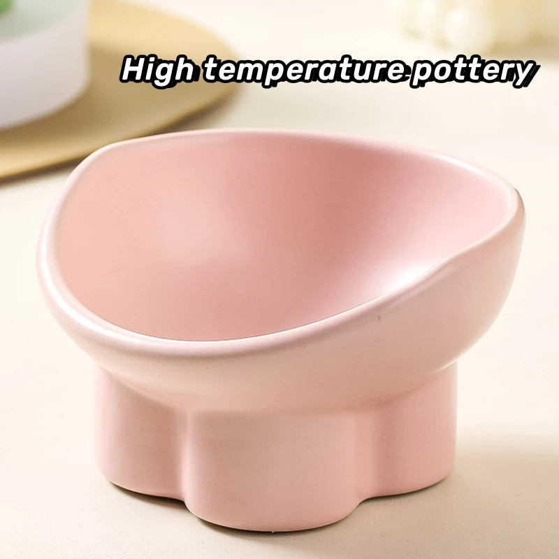 Protect Pet's Spine Small Dog Anti Vomiting Raised Cat Food Bowls Tilted Elevated Cat Bowl Ceramic Pet Food Bowl