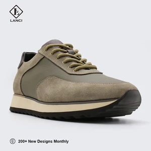 LANCI Factory Custom Men's Shoes Anti-Slippery Suede Genuine Leather Luxury Designer Sneakers Handmade Leather Sneakers