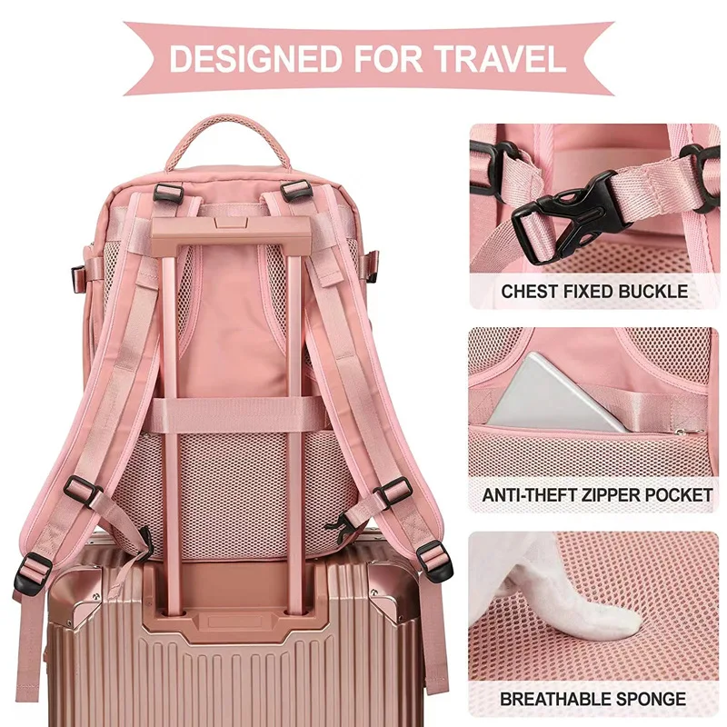 Women's travel backpack with large capacity for laptop, clothes and shoes