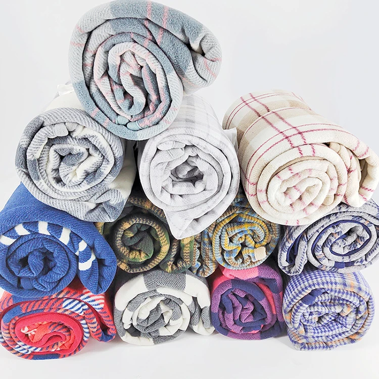 Polar Fleece And Flannel Shawl Travel Blanket Sofa Office Shawl Blanket