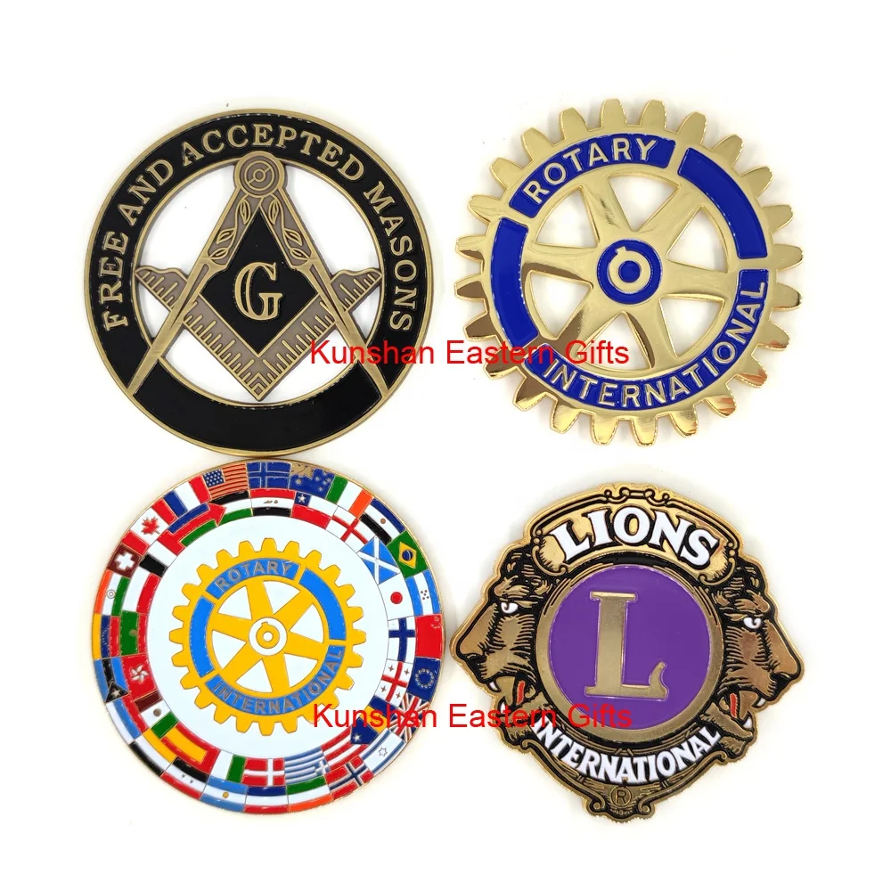 Металлическая Эмблема для вращающегося клуба 3 дюйма Золотая вращающаяся автомобиля полированная