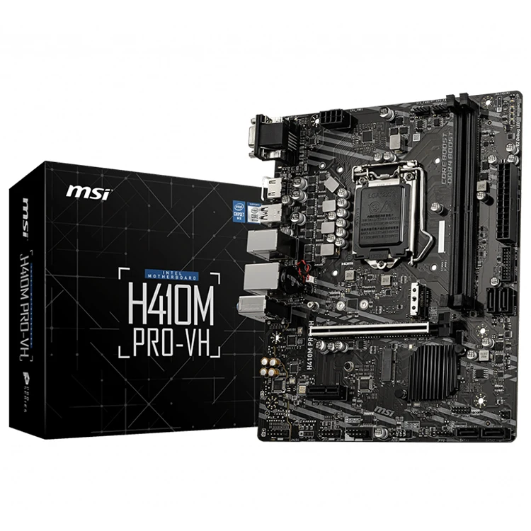 MSI H410M PRO-VH Used Motherboard WithLGA 1200 Socket Supports 10th Gen  Intel Core Pentium Gold and Celeron Processors/CPU