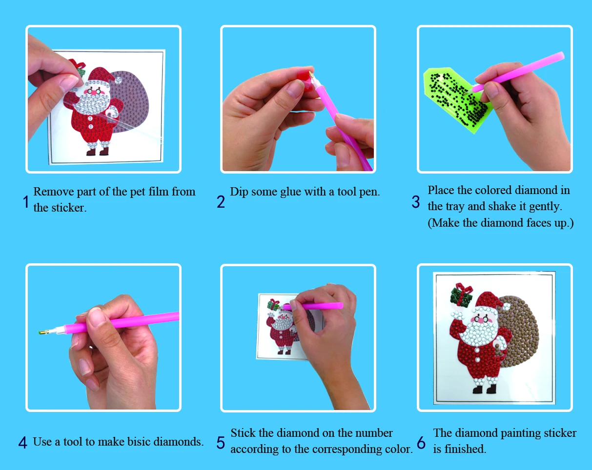 DIY Diamond Painting Stickers Kits Christmas Diamond Art Craft for Kids and  Adults Colorful 