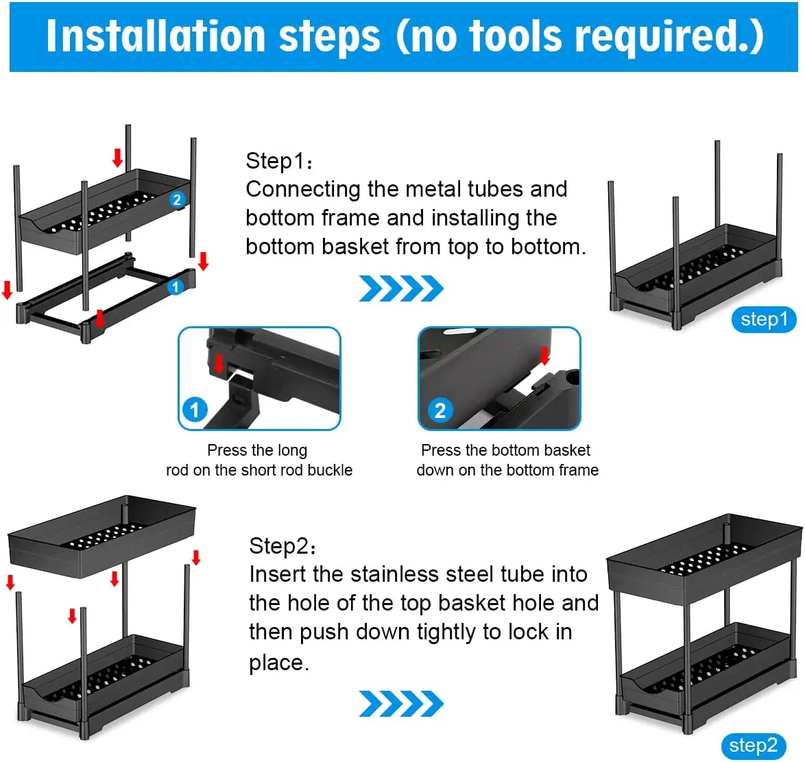 2 Tier Sliding Storage Boxes Kitchen Sink Organization Put Out Drawer
