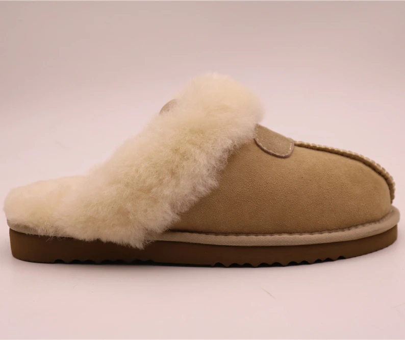 Зимние Симпатичные домашние зимние тапочки из натуральной шерсти на каблуке шерстяная обувь для улицы