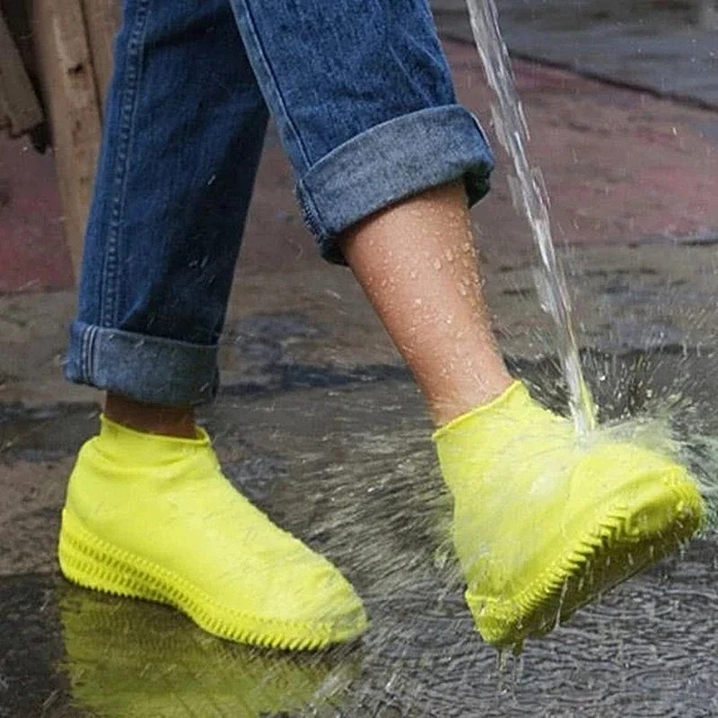 Women Men Waterproof Silicone Rain Shoes Cover Anti-slip Rain Boots Cover Reusable Elastic Wear-resistant Rain Cover for Shoes