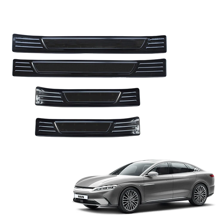 Outer Door Sills Stickers Step Sill Protection Stainless Steel Door Sill Scuff Plate Cover Trim for BYD Han Door Edge Guard