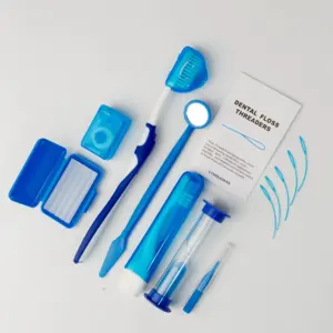Daily Care Wholesale Supplier Portable Handy Bag Dental Deep Cleaning Travel Dental Kit Toothpick Floss Threader Wax Toothbrush
