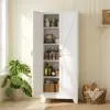 Armadio Dispensa in Metallo Bianco con Design a Porta Scorrevole