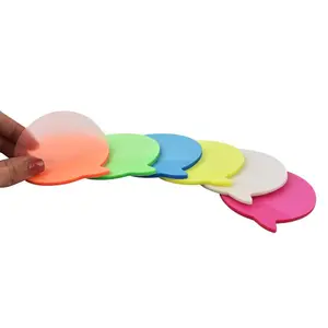 S3019 Transparent Neon Self-Adhesive Dialogue Bubble Sticky Notes Cute PET Paper Notepad Waterproof for School Use