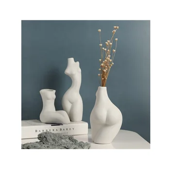 Female body design elegant antique ceramic vase vintage white boho nordic vases home decor interior decoration