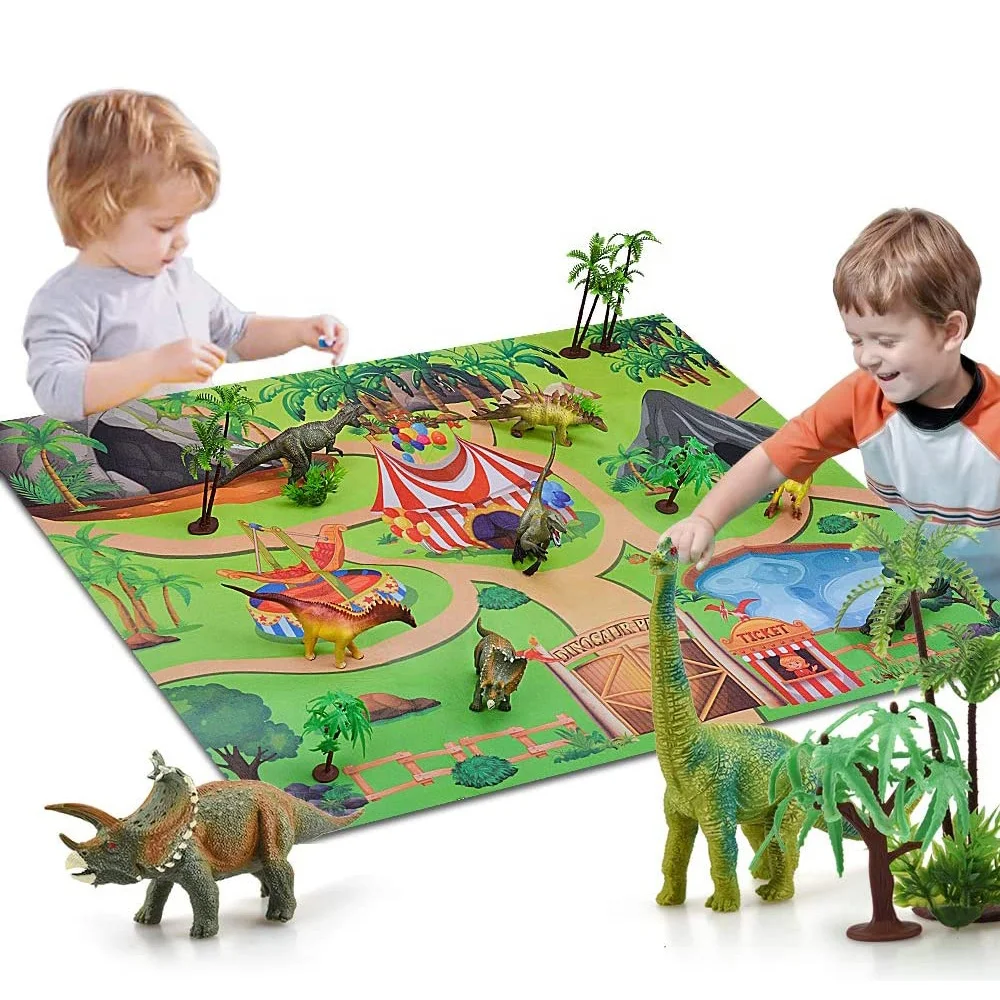 Atividade de figura de brinquedo de dinossauro jogar tapete