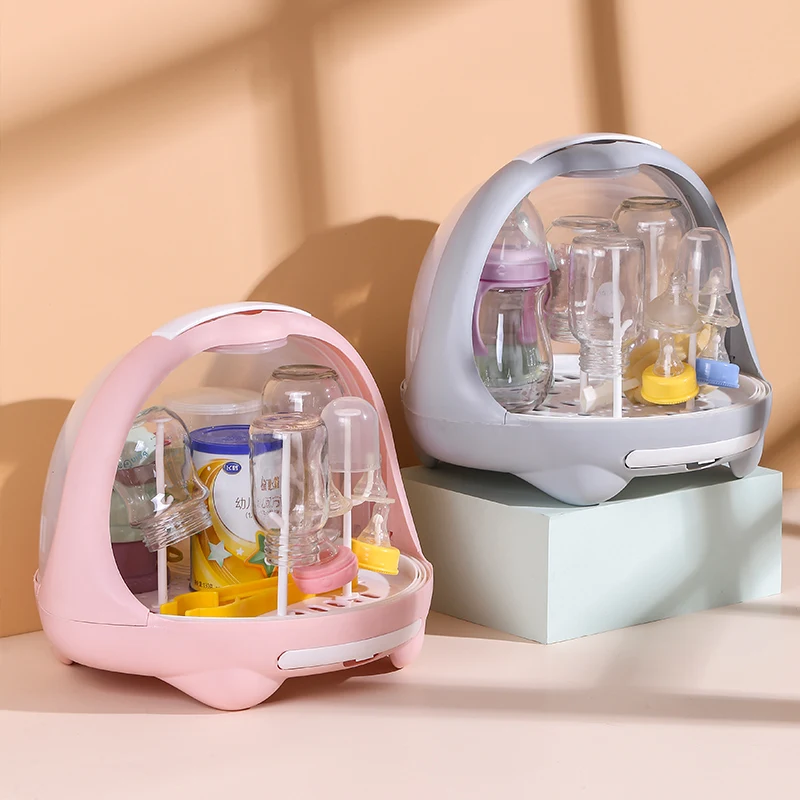 Portable Baby Bottle Rack Storage Box Organizer Dust Proof Drying Shelf Box  Baby Milk Feeding Bottle Dryer Box Baby Accessory